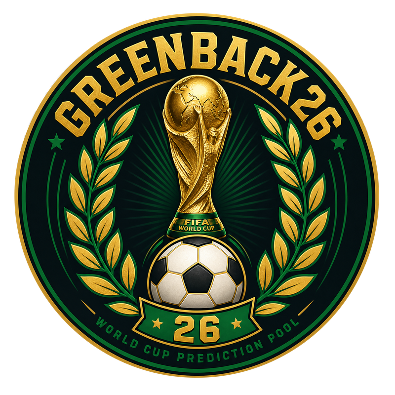 GREENBACK26 crest — trophy, ball and laurels